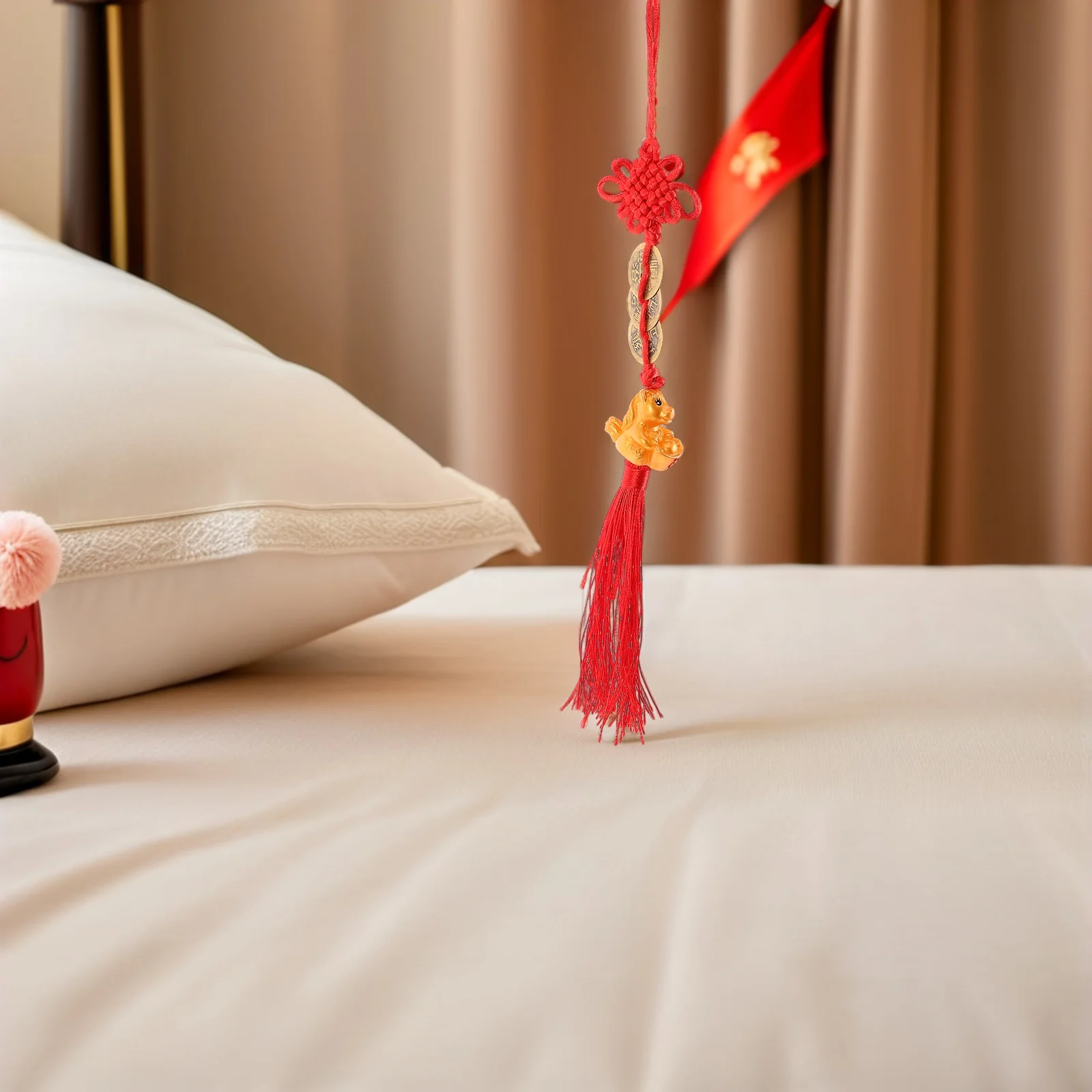 4 шт., китайский кулон Lucky Horse, фэншуй, пять императорских монет, амулет для автомобиля, дома, офиса, весеннего фестиваля, украшение, удача