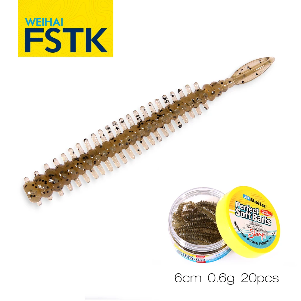 FSTK Wobbler Soft Fishing Lure Pesca 20Pcs 60mm 0.6g Fishing Worm Silicone Bass Pike Swimbait Jigging Artificial Plastic Baits