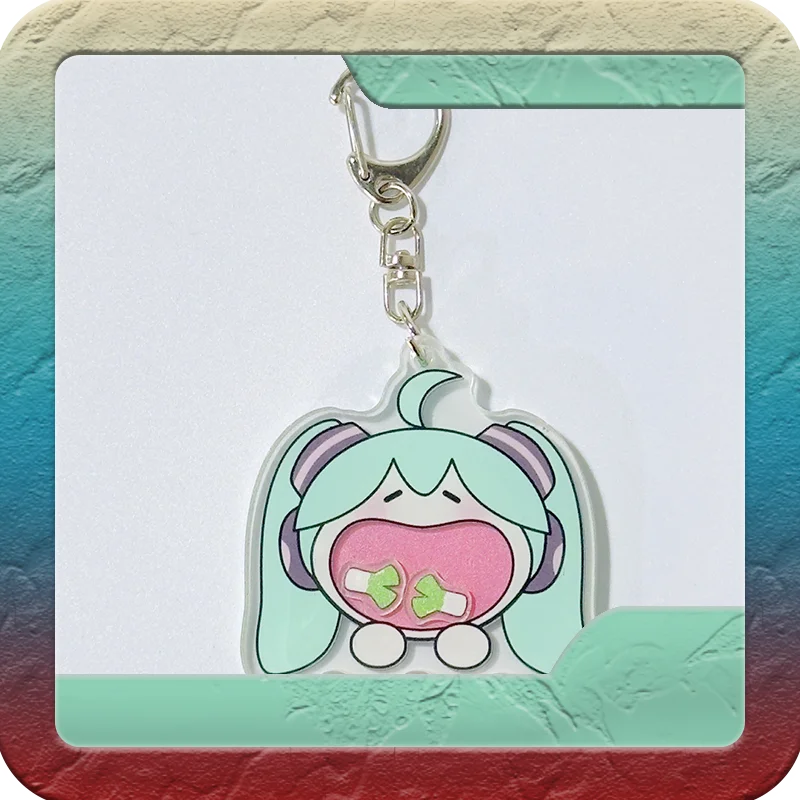 Hatsune Miku Rocky Rocky Acrylic Pendant Key Chain Eating Onion Personality Cute Cartoon Clothing Accessories Gift For Friends