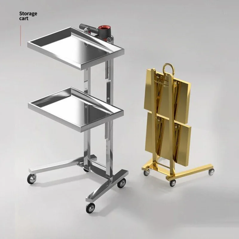 Hairdressing Tool Haircut Salon Trolley Fold Special-purpose Hot Dyeing Stainless Steel Salon Trolley Carrito Salon Furniture