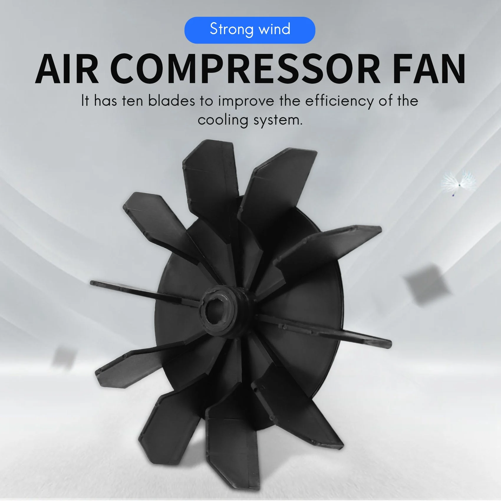 Replacement 0.5" Inner Bore 10 Impeller Air Compressor Motor Fan Blade BlackN02R