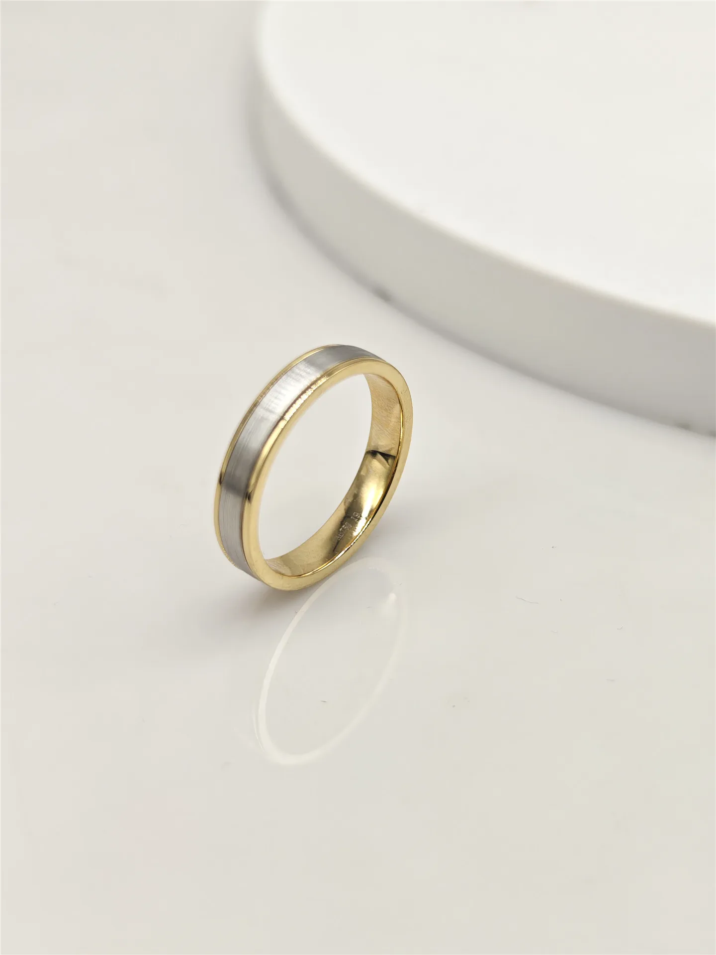 14K Gold Solid Two-Tone Brushed Rotatable Men's Wedding Ring CNC Precision Jewelry Custom Wholesale 18K Gold Jewelry