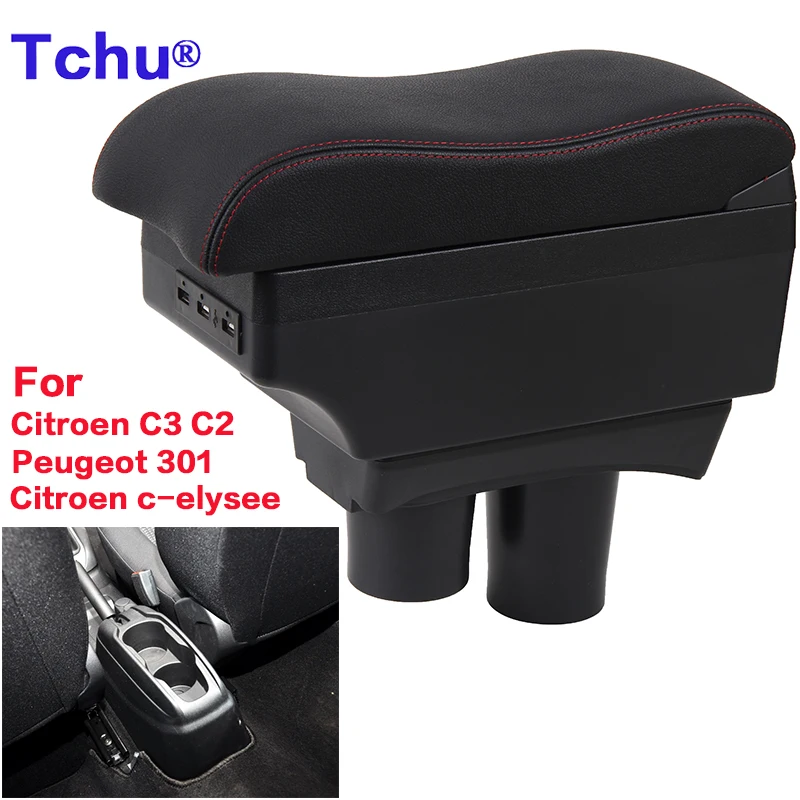 For Citroen C3 armrest box For Citroen C2 car armrest box C3/C2 Armrest interior modification USB multi-function Car Accessories