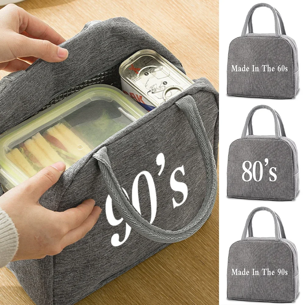 

Lunch Bags Insulation Cooler Bag Dinner Bag Picnic Travel Food Storage Breakfast Thermal Food Bag Years Printing Canvas Handbags