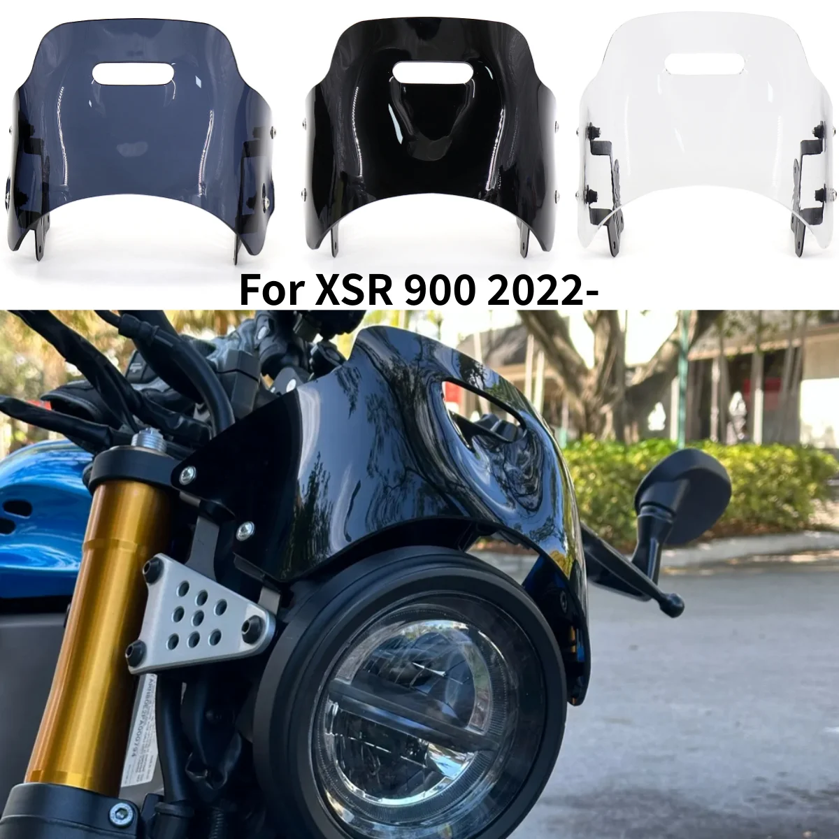 

XSR900 Motorcycle Flyscreen Windshield Fairing Windscreen For Yamaha XSR 900 2022 2023 2024 Front Wind Deflector With Bracket