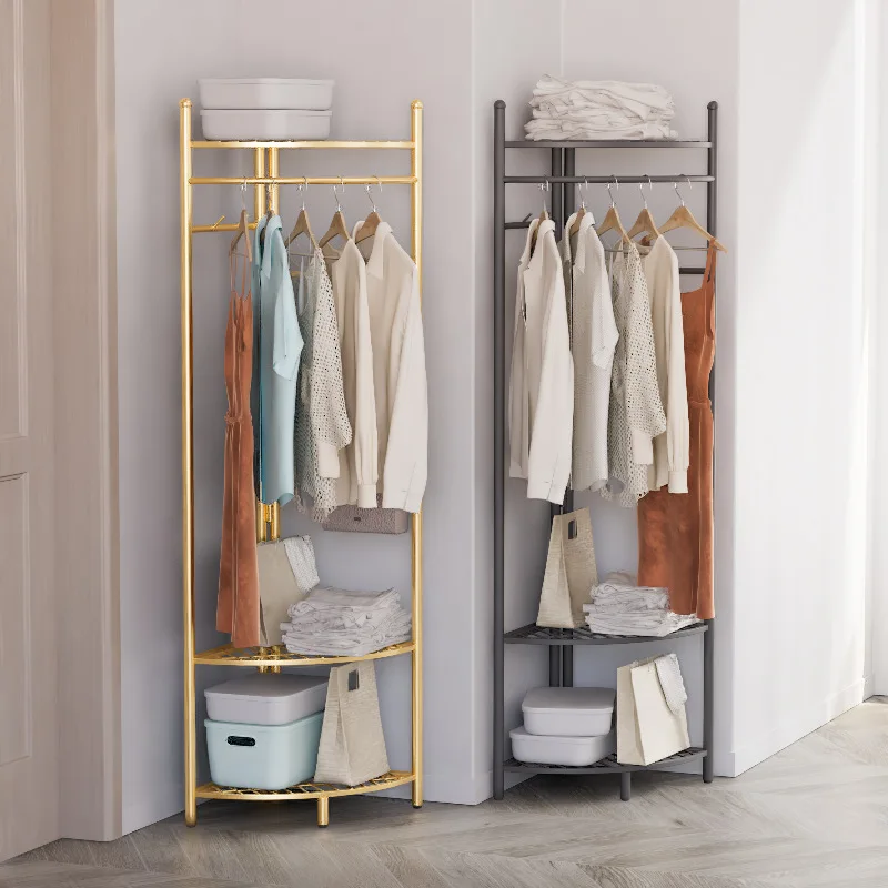 #Creative Modern Minimalism Floor-Standing Metal Coat Rack with Storage Shelf for Bedroom Home Furniture