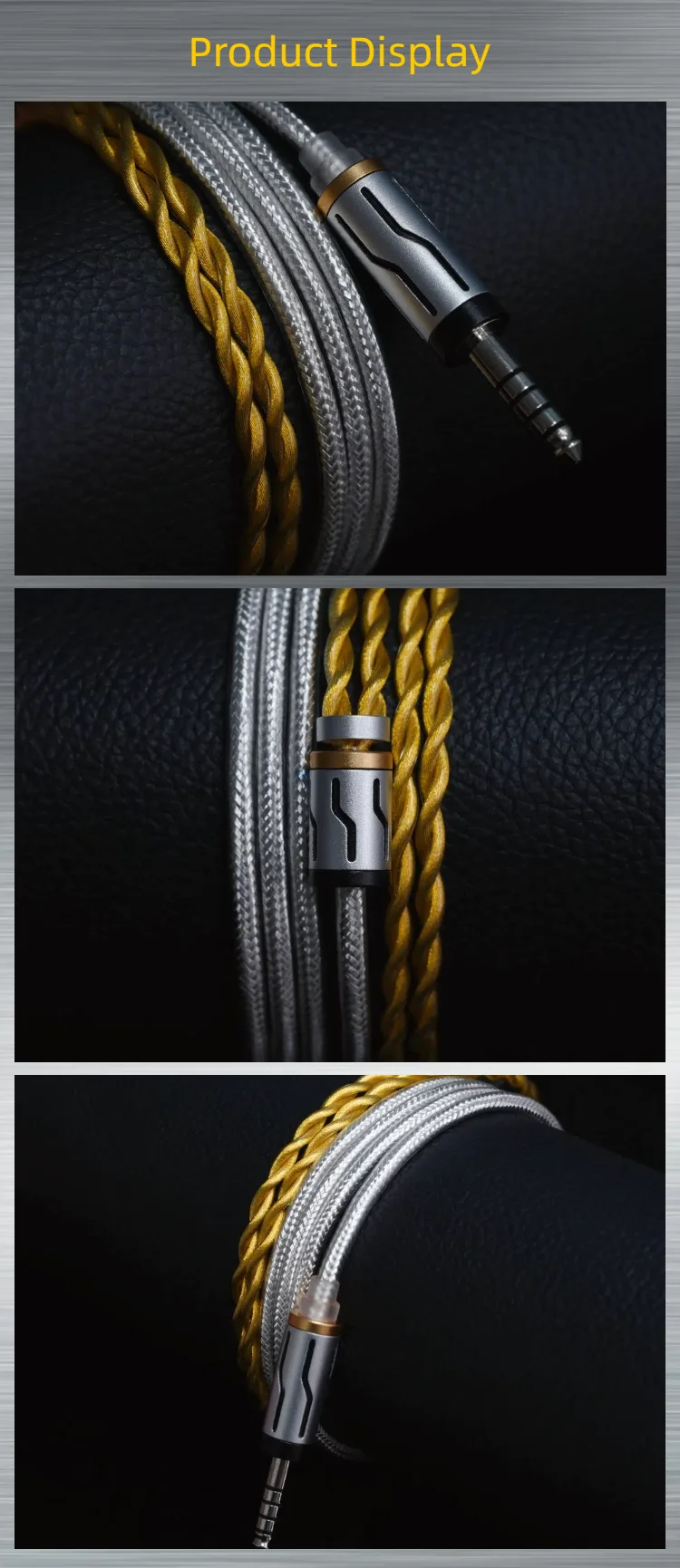 GYHIFI-367 7NOCC+OCC Goldbeschichtung+OCC Silberbeschichtung Palladiumkabel 2,5/3,5/4,4 mm symmetrisch MMCX/0,78 mm 2-polig QDC für IE900/N5005 – Detail 8