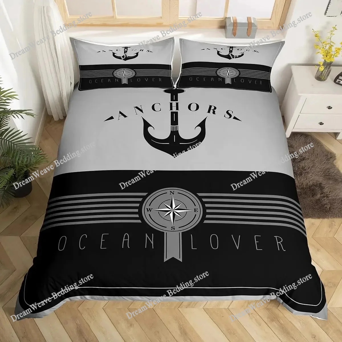 

Nautical Bedding Set Full Size, Sailing Anchor Bed for Boys Teens,Ocea Comforter Cover Soft,Duvet Quilt Cover Home Textileextile