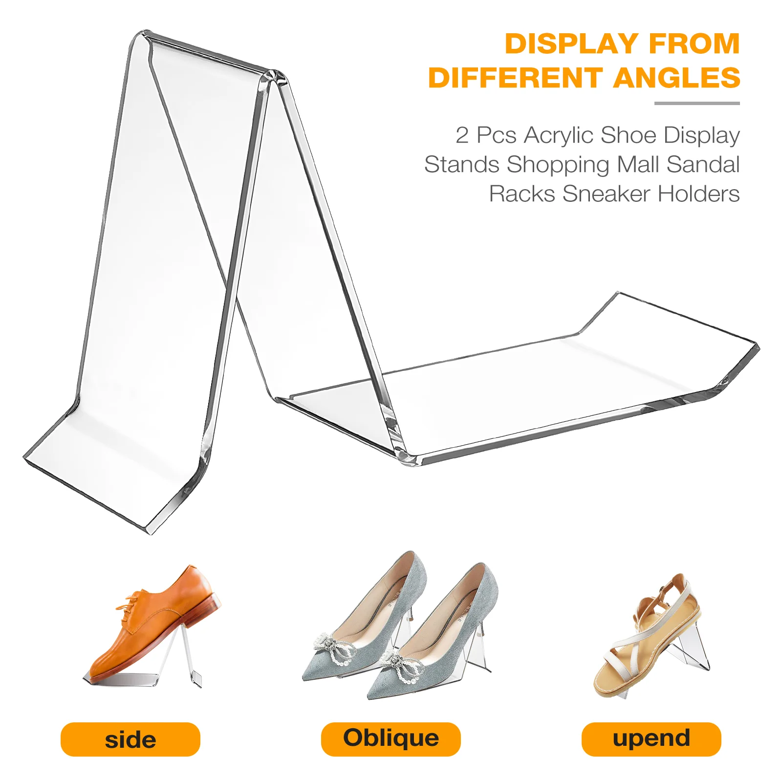 2 Pcs Shoe Support Sandal Display Rack Acrylic Stands Shelf for Shoes Holder Clear Sandals Holders