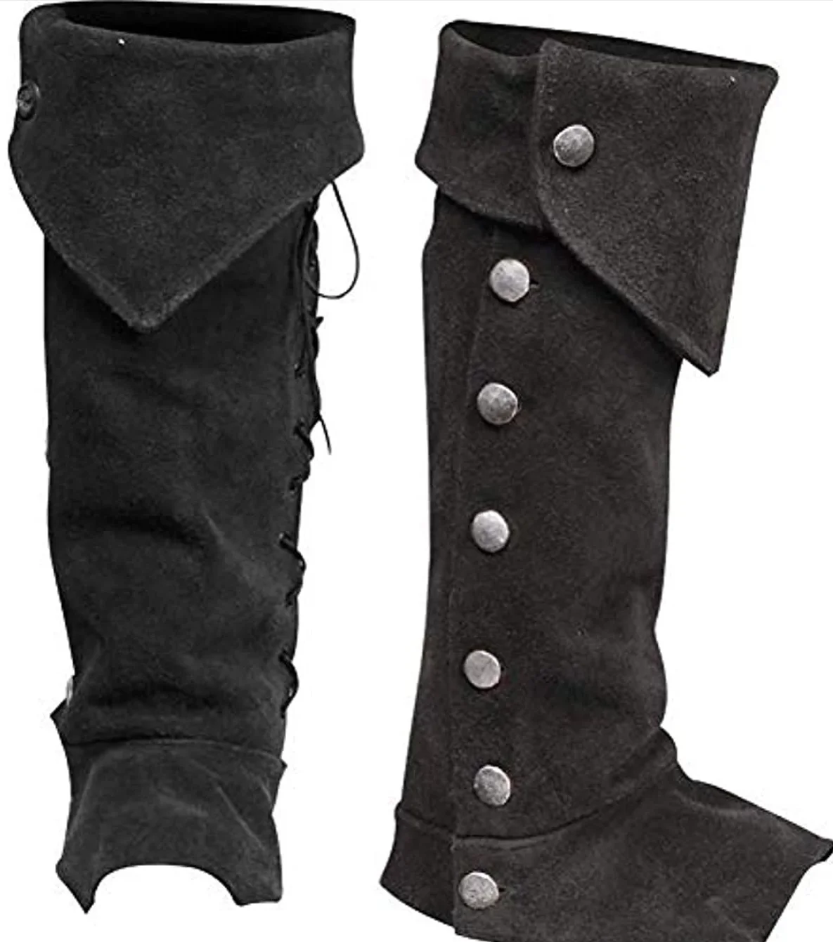 Armadura de pierna gótica Medieval Punk para hombres y mujeres, funda de bota de vendaje de caballero guerrero vikingo, Protector de pie de Cosplay, cubierta de zapato de cuero PU