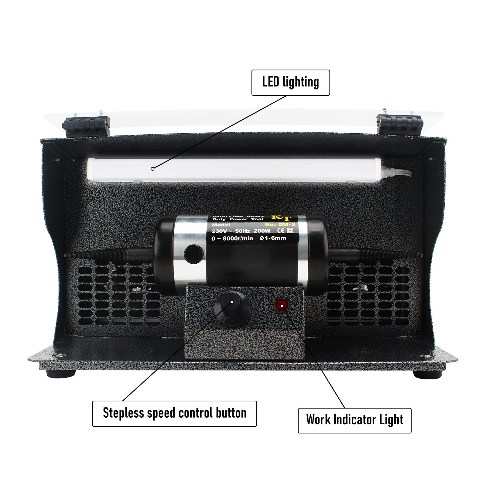 Table Top Jewelry Buffer Polisher - 200W Jewelry Polishing Buffing Machine with Dust Collector and Light Jewelry Polishing Tool