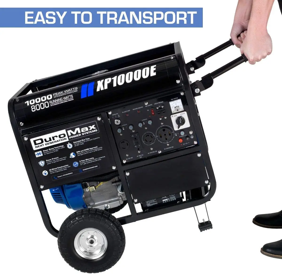 DuroMax XP10000E Gas Powered Portable Generator-10000 Watt Electric Start-Home Back Up & RV Ready,