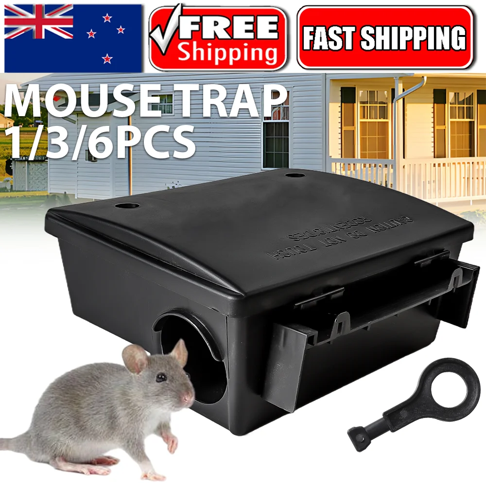 1/3/6 قطعة محطة طعم الفئران للدفاع عن الآفات قابلة للقفل من البلاستيك المتين تحافظ على الطعم آمنًا