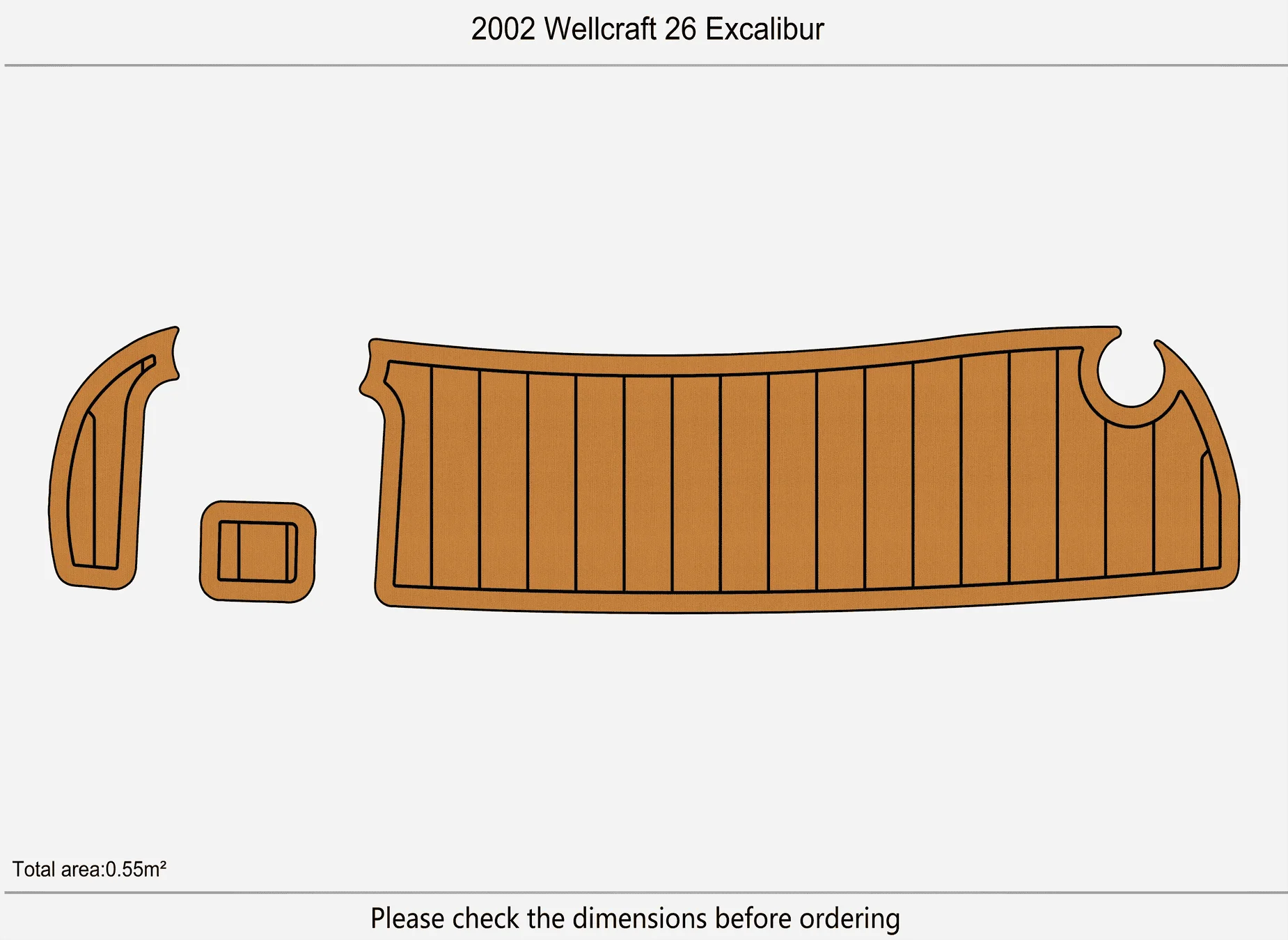 Anti-Skid EVA Faux Teak Self-Adhesive 6mm Boat Decking Pad for 2002 Wellcraft 26 Excalibur Yacht Cockpit Durable Marine Floor