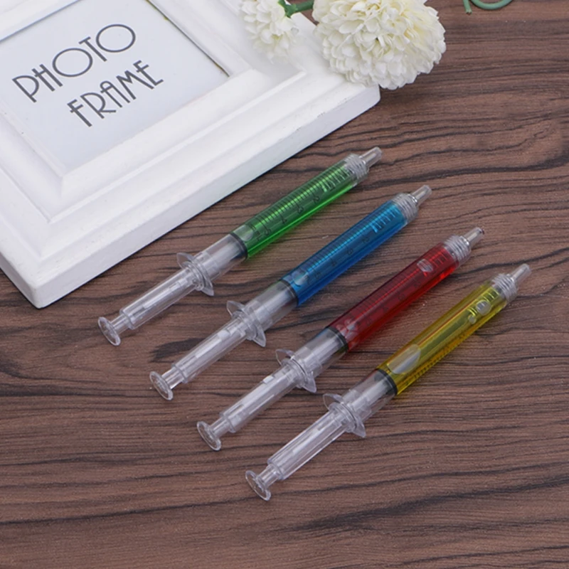 4Pcs Novelty Injection Gel Pen Ballpoint Black Liquid Medical