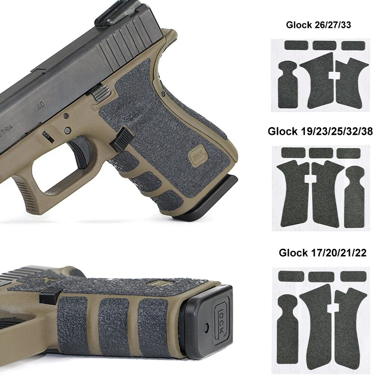 Non-slip Texture Rubber Grip Wrap Tape Pistol Gun Glock 17 19 20 21 22 23 25 26 27 33 Stickers 9mm Each Size Hunting