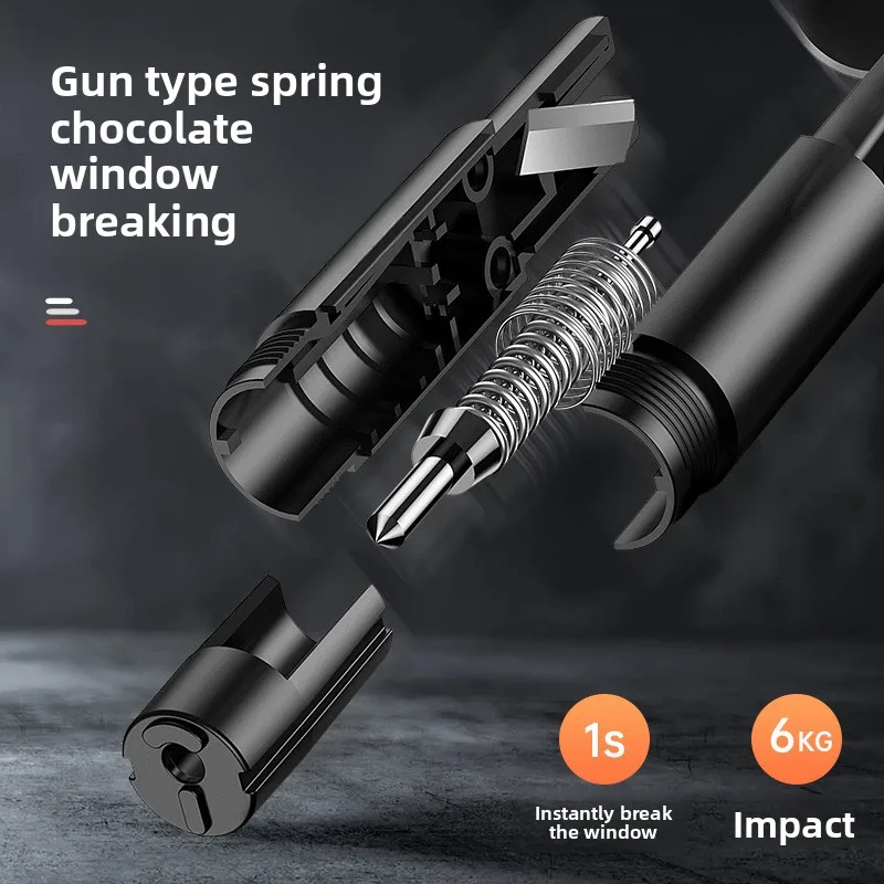 New 2-in-1 Car Safety Hammer Window Glass Breaker Seat Belt Cutter High Hardness Tungsten Steel Emergency Rescue Tool with Base