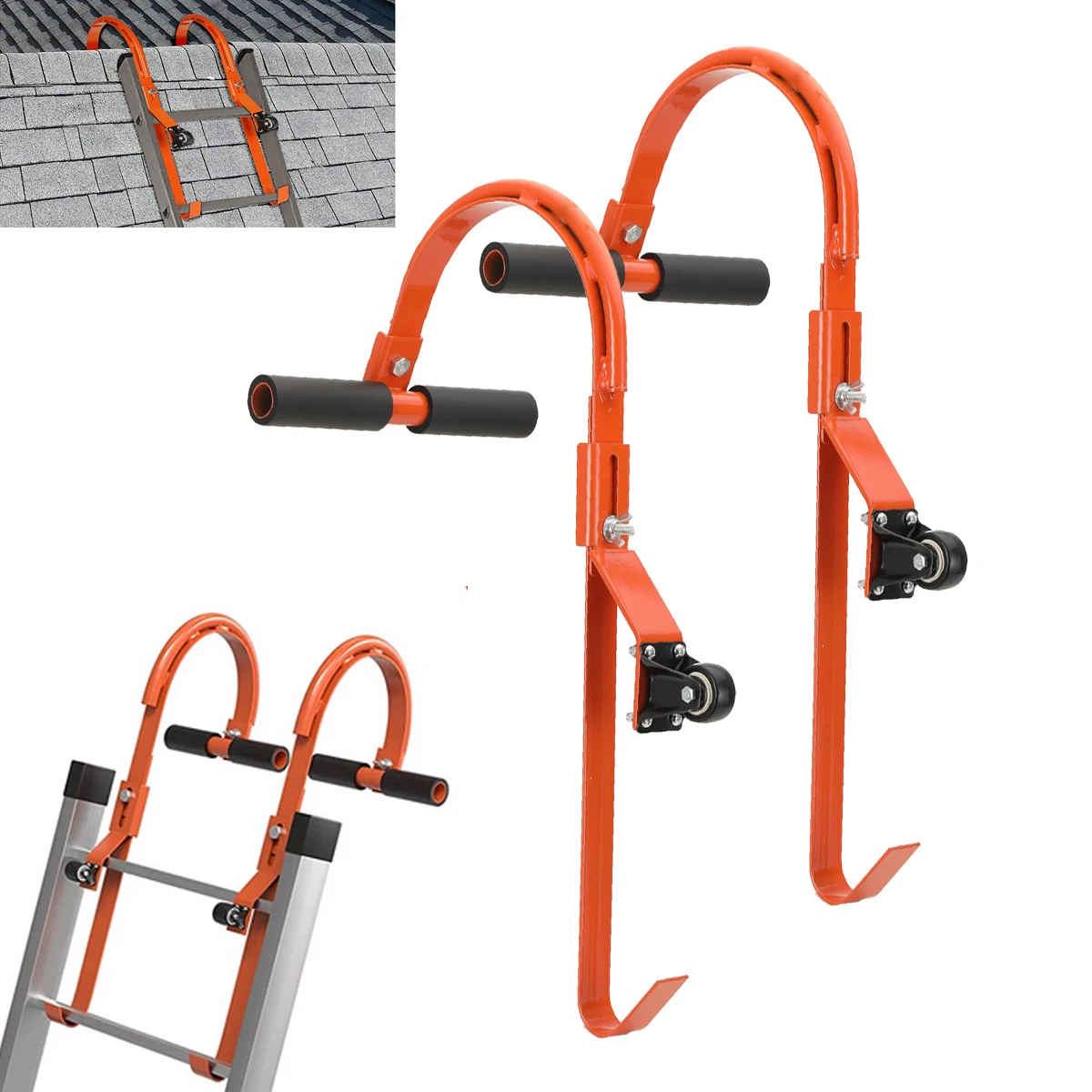 Kit gancio per scaletta da tetto da 2 pezzi Accessorio per scaletta con gancio per tetto universale Scale di estensione per tetto con impugnature in gomma