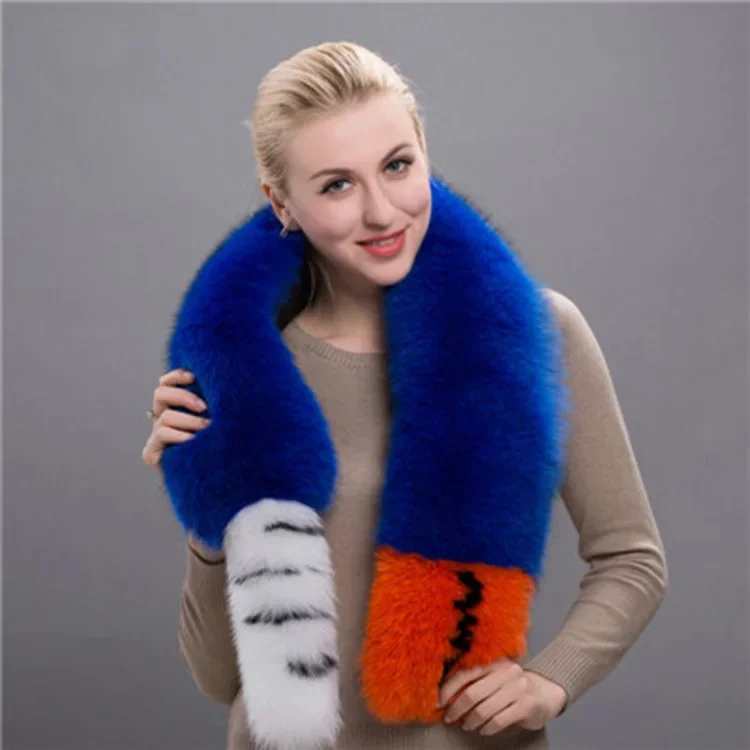 Wholesale fox fur skin long winter fur scarf