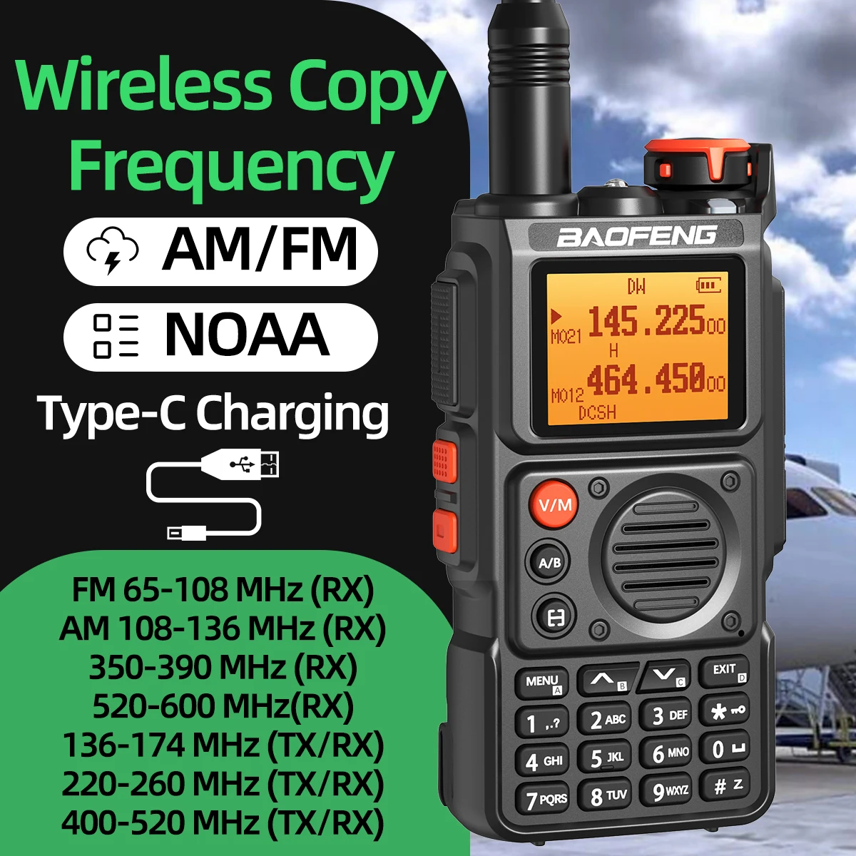 Baofeng UV-K6 Walkie Talkie ong Range Wireless Copy Frequency Multi Band Type-C Charge UHF VHF Portable Ham Radio For Hiking