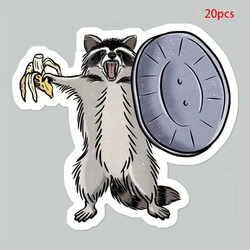 

20PCS Raccoon Warrior Vinyl Stickers, Funny Trash Bear Decals