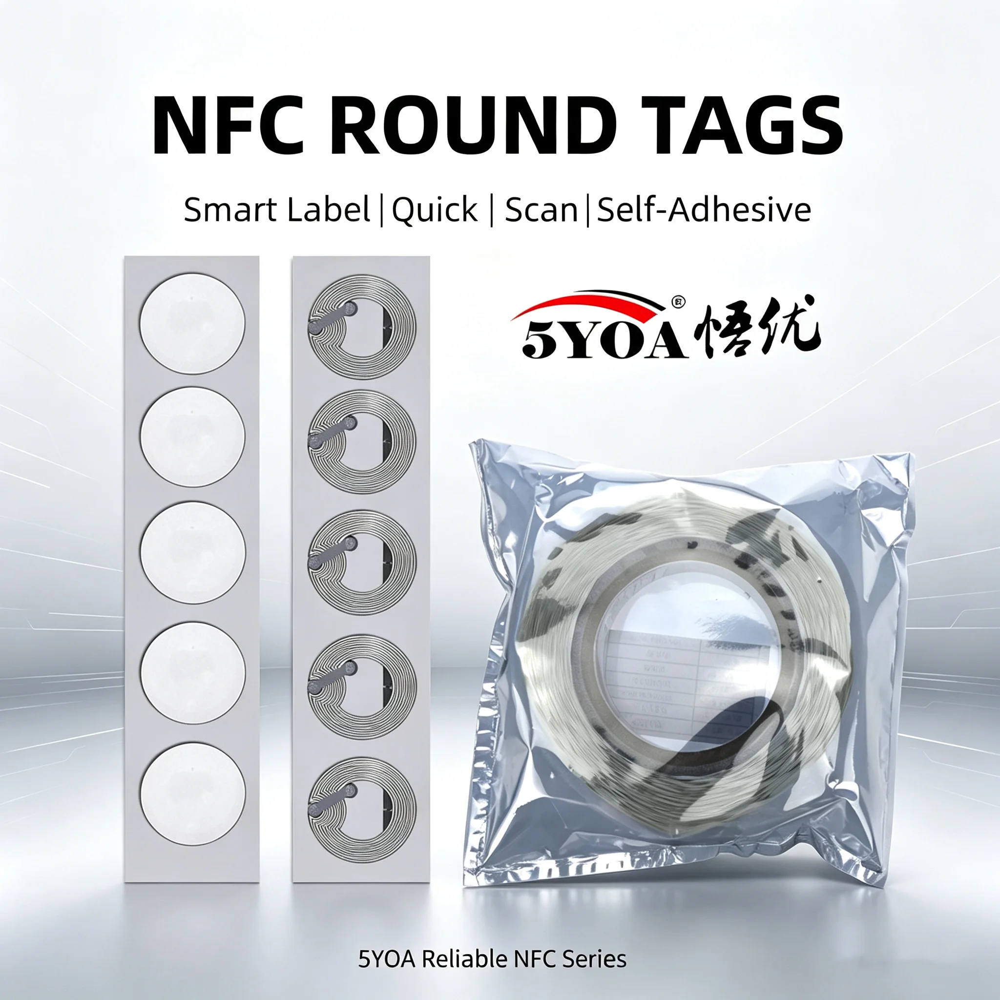 5YOA 100pcs NFC RFID Adhesive Stickers 13.56MHz ISO14443A Ntag213 Ntag215 Ntag216 for Phone Tagging