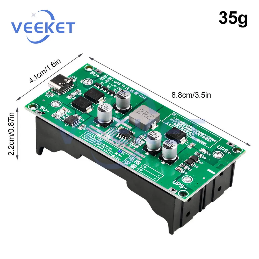 18650 Lithium Battery UPS Module 5V 9V 12V Step Up Converter with Seamless Power Switch for Router Camera