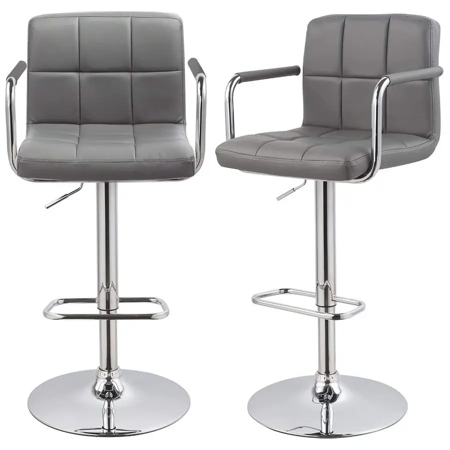 

Bar Stool Counter Bar stools with Backrest amp Armrest Set of 2 WY451K Bar Chair Grey PU