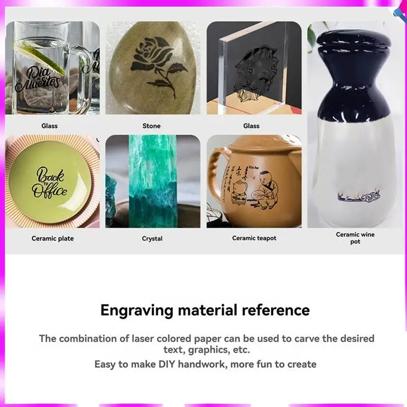 N96R Laser Engraving Machine Glass Ceramics Engraving Color Paper Black For , Glass, Partly Smooth Stone, Crystal