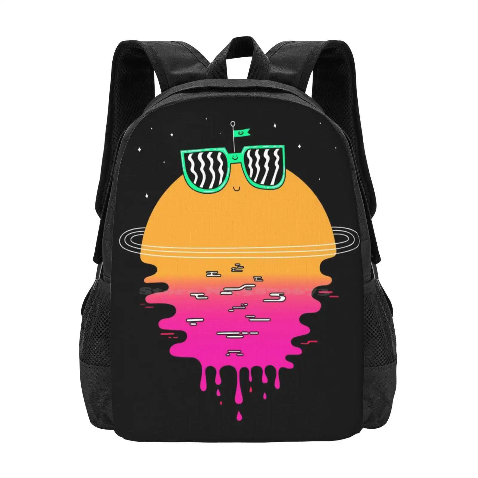 Happy Sunset Backpacks For School Teenagers Girls Travel Bags Happy Outer Space Retro Nature Wilderness Reflection Rings