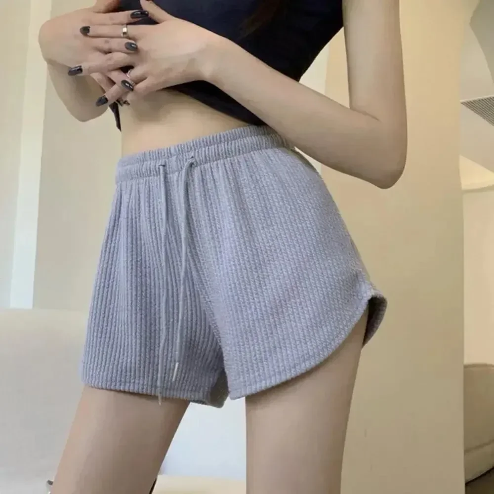 Woman Shorts Elastic Drawstring Lace Up High Waist Wide Leg Trousers Casual Wear Plus Size Summer Solid Shorts Casual Sports Pan