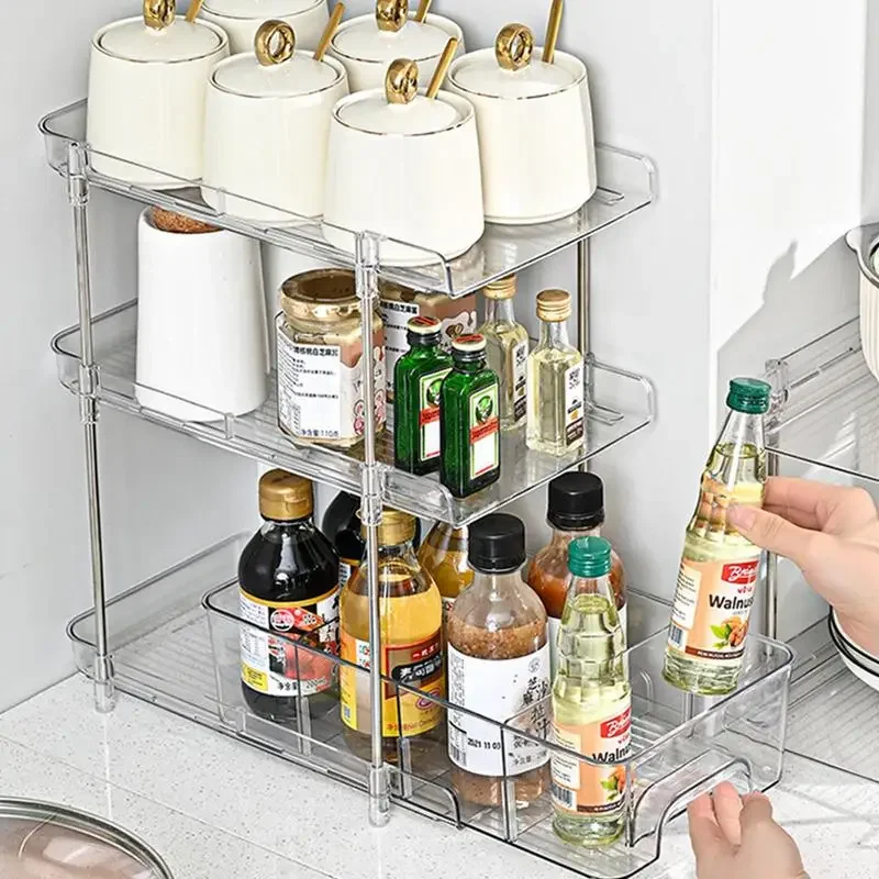 

Multilayer Clear Makeup Organizing Bin With Drawer Jewelry Organizer Sundry Rack Kitchen Bathroom Tabletop Container Storage