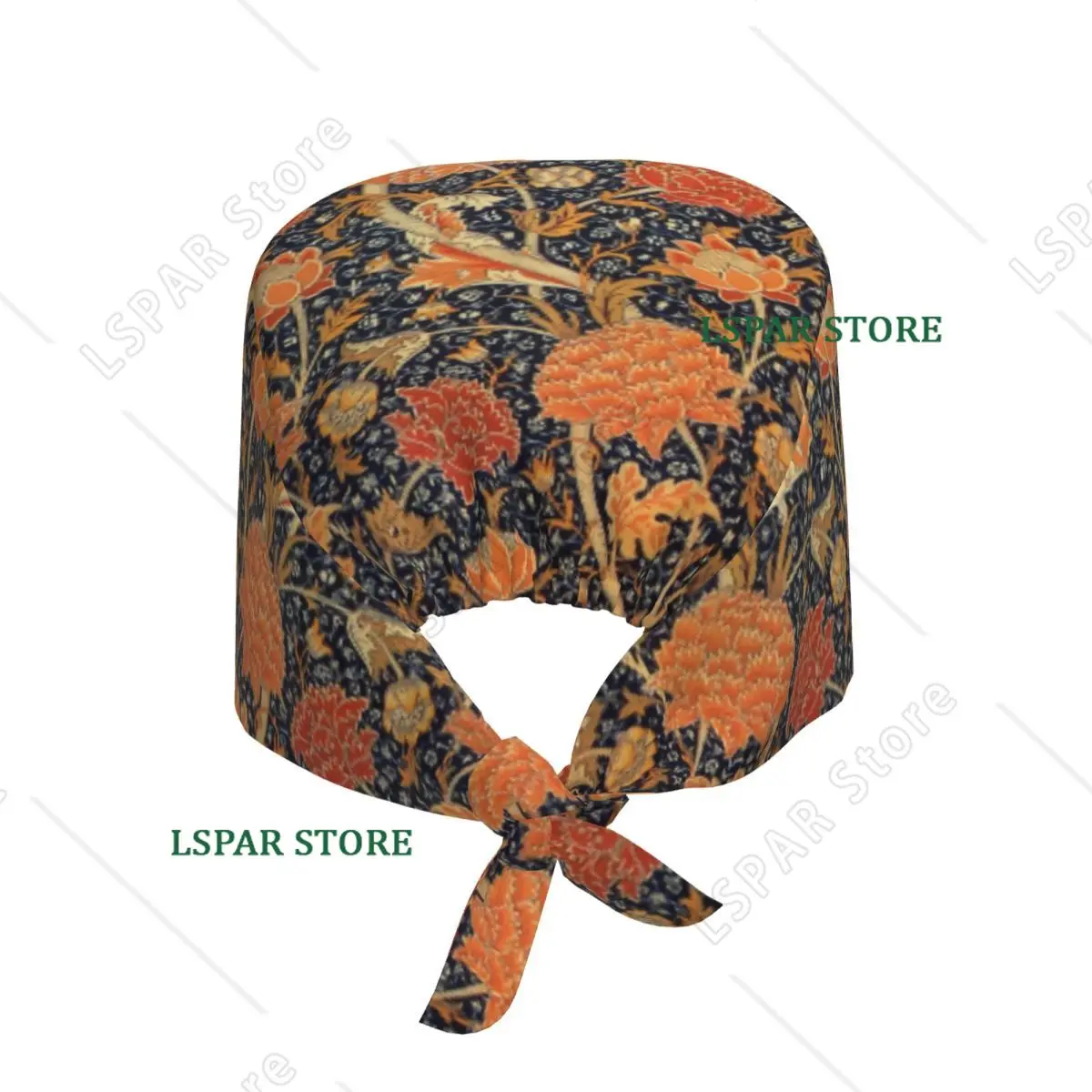 Custom William Morris Orange Cray Floral Art Medical Staff Scrubs Hat Textile Pattern Doctor Nursing Surgical Cap Scrub Caps