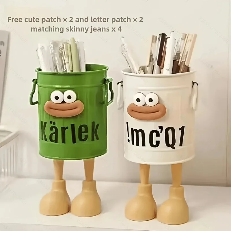 1pc 만화 성격 펜 홀더 세트, 데스크탑 주최자 버킷, 가정 및 학습 문구 보관을위한 이상적인 선물 썸네일 6