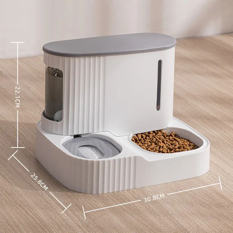 

Custom Safety Eco-friendly Material Large Capacity Gravity Pet Feeder 2 in 1 Cat Dog Food Bowls and Water Dispenser Indoor Use