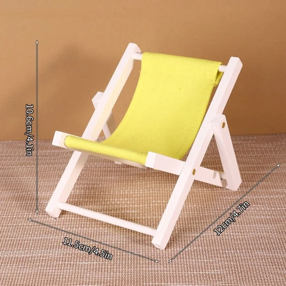 Mini 1/6 Dollhouse Chair Wooden Multicolors Summer Vacation Beach Chair 11.5*12*10.6cm Outdoor Casual Reclining Chair
