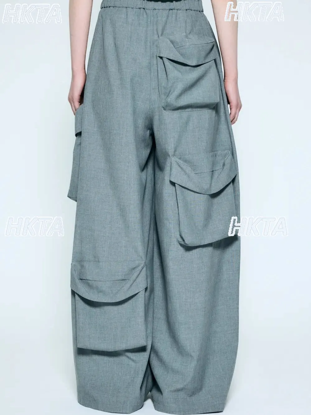 Japanese New Retro Tooling Big Pocket Loose Casual Wide Leg Pants Autumn Sweet Cool High Street High Waist Daily Trousers Women