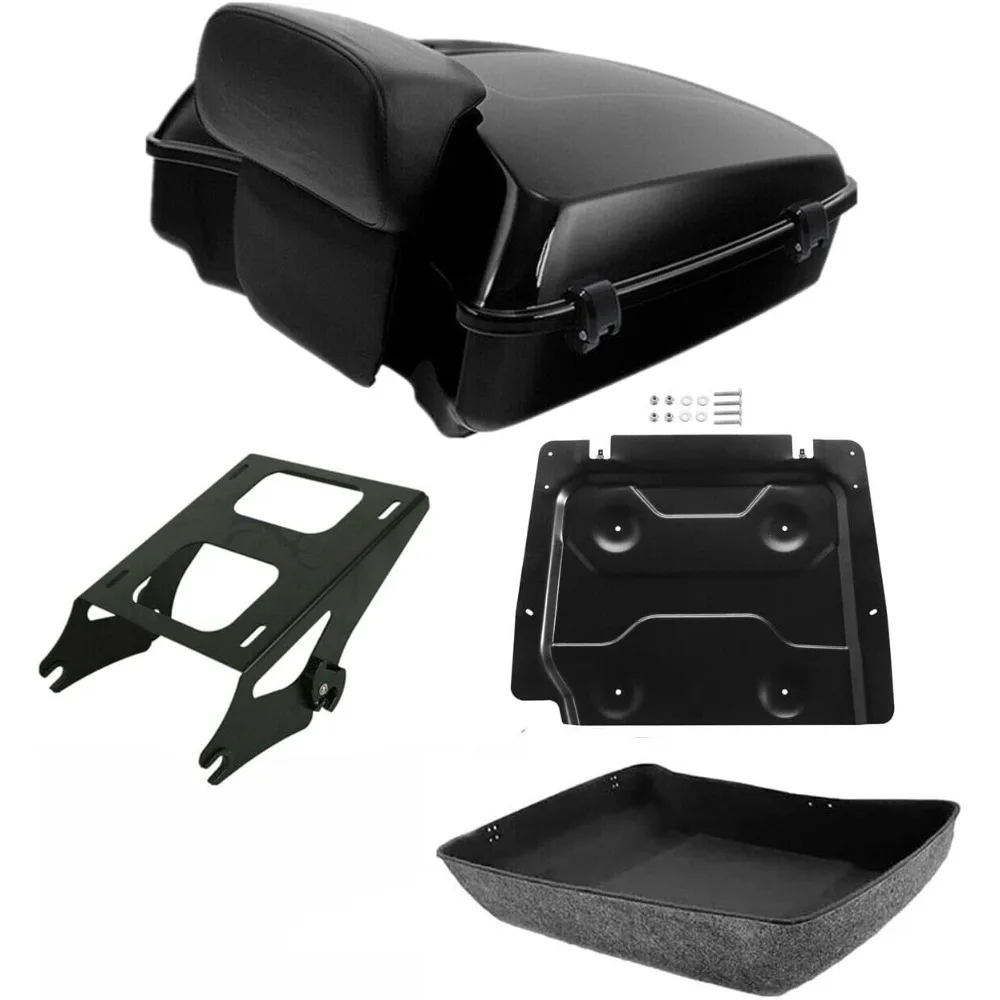

Chopped Motorcycle Trunk Box Backrest Pad Mounting Rack Base Plate Fit For Harley 2014-2025 Touring CVO Road King Road Glide.
