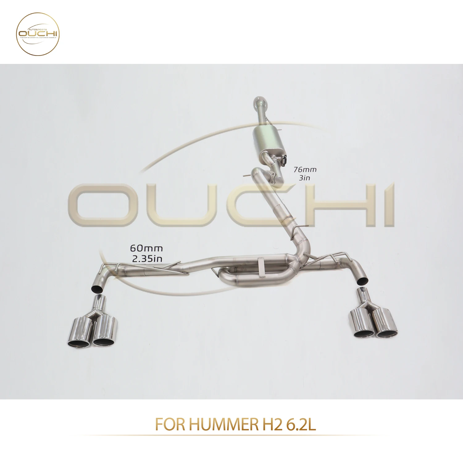 

OUCHI Factory Direct Sales Catback for Hummer H2 6.2L SS304 Performance Exhaust Muffler With Valve Tips