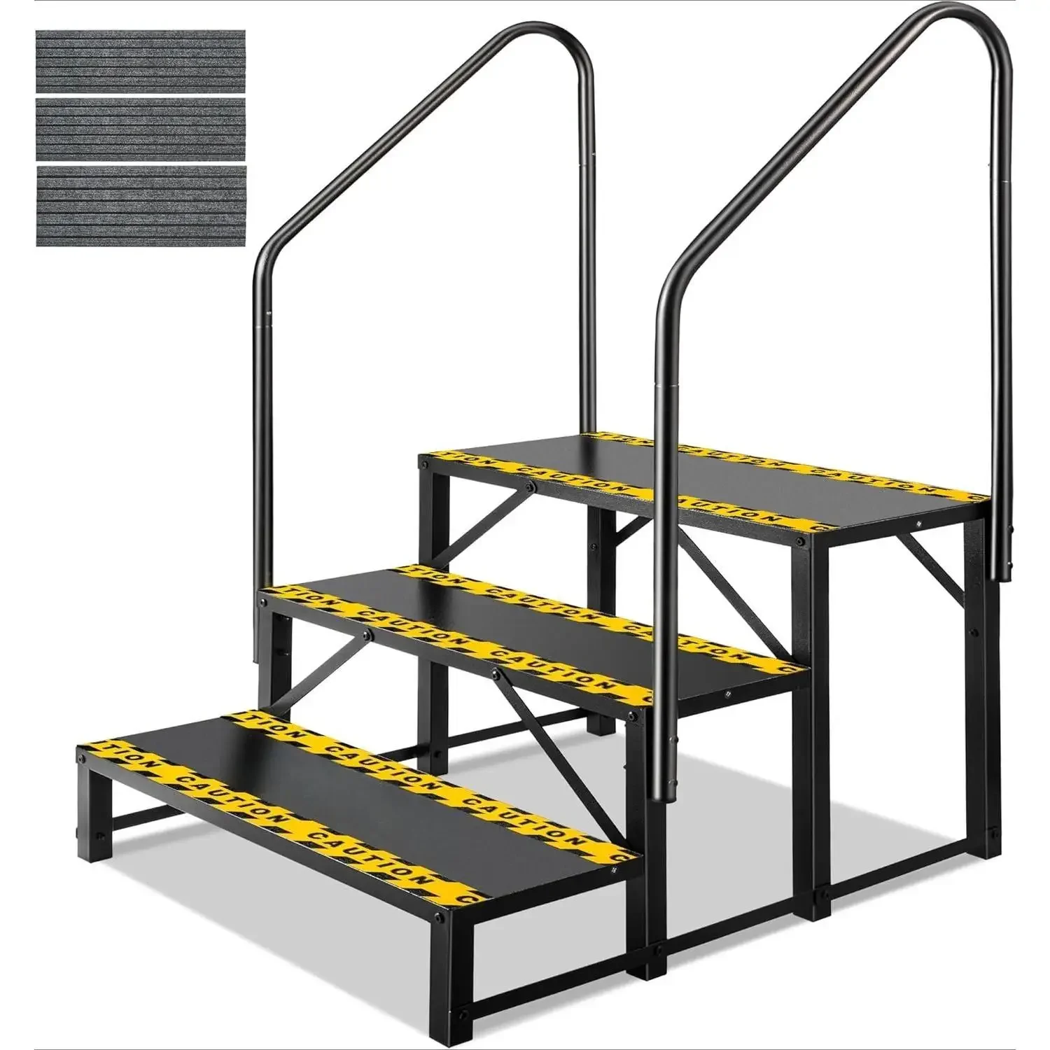 

Ступеньки для автофургона с гидромассажной ванной и двойным поручнями, ступеньки для входа в кемпер на открытом воздухе с нескользящими ковриками, грузоподъемность 660 фунтов, портативные