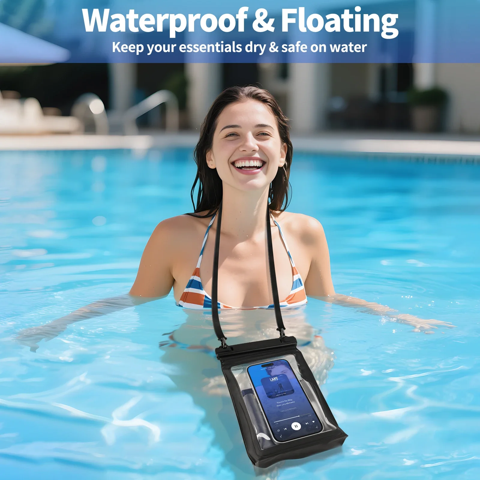 HAISSKY حقائب سباحة كبيرة مجسمة مقاومة للماء كروس بودي للشاطئ حقيبة تخزين شفافة لهاتف آيفون وسامسونج وشاومي وهواوي #6