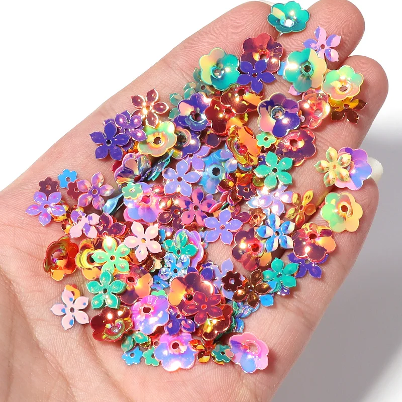 600-3000pcs/lot PVC Sequins Flower Shape Laser Glitter Loose Paillette For Wedding Dress Headwear Jewelry Decoration Sequins