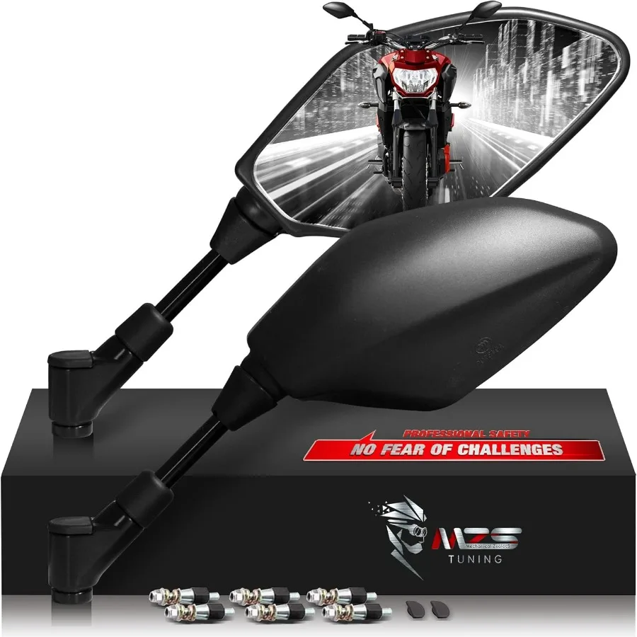 Motorcycle Mirrors Rear View Side 8MM 10MM Black Universal Compatible with Street Dirt Bike Quad Adventure Scooter Coolster Mope