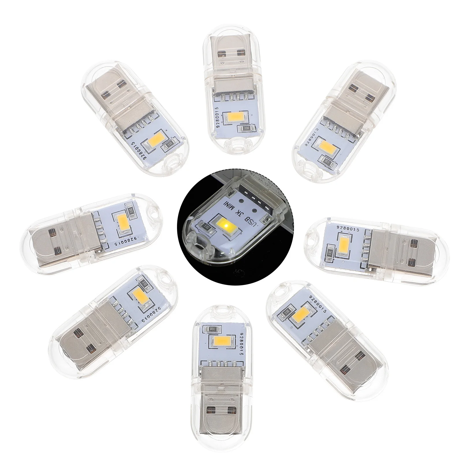 8 個ミニ USB ナイトライト車内雰囲気ランプポータブル USB 電源アンビエント照明ライト車両用