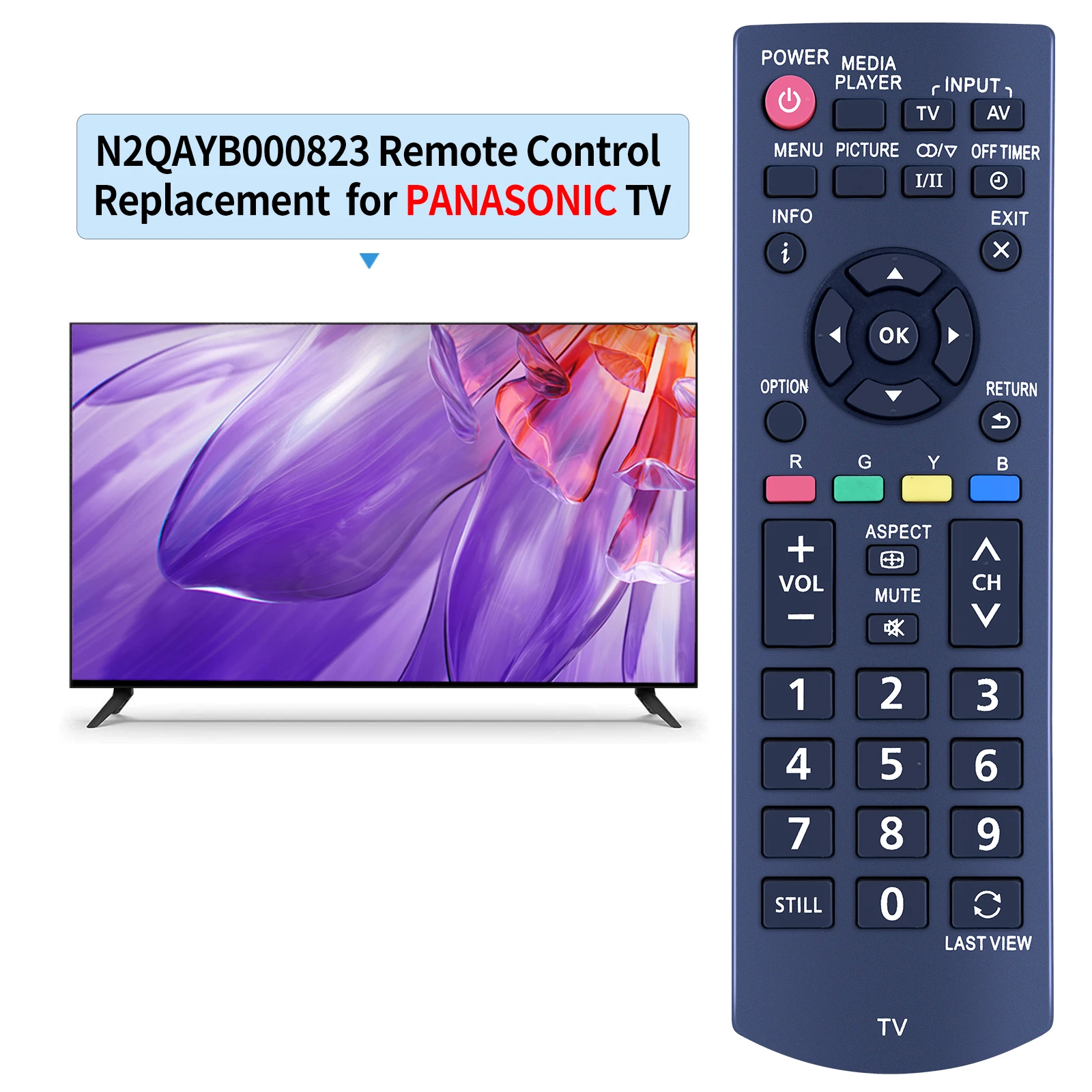 Panasonic TVのリモコン,コントローラーの交換,新しいTH-32A401D,n2qayb000823,TH-32A405D, TH-42A410D,