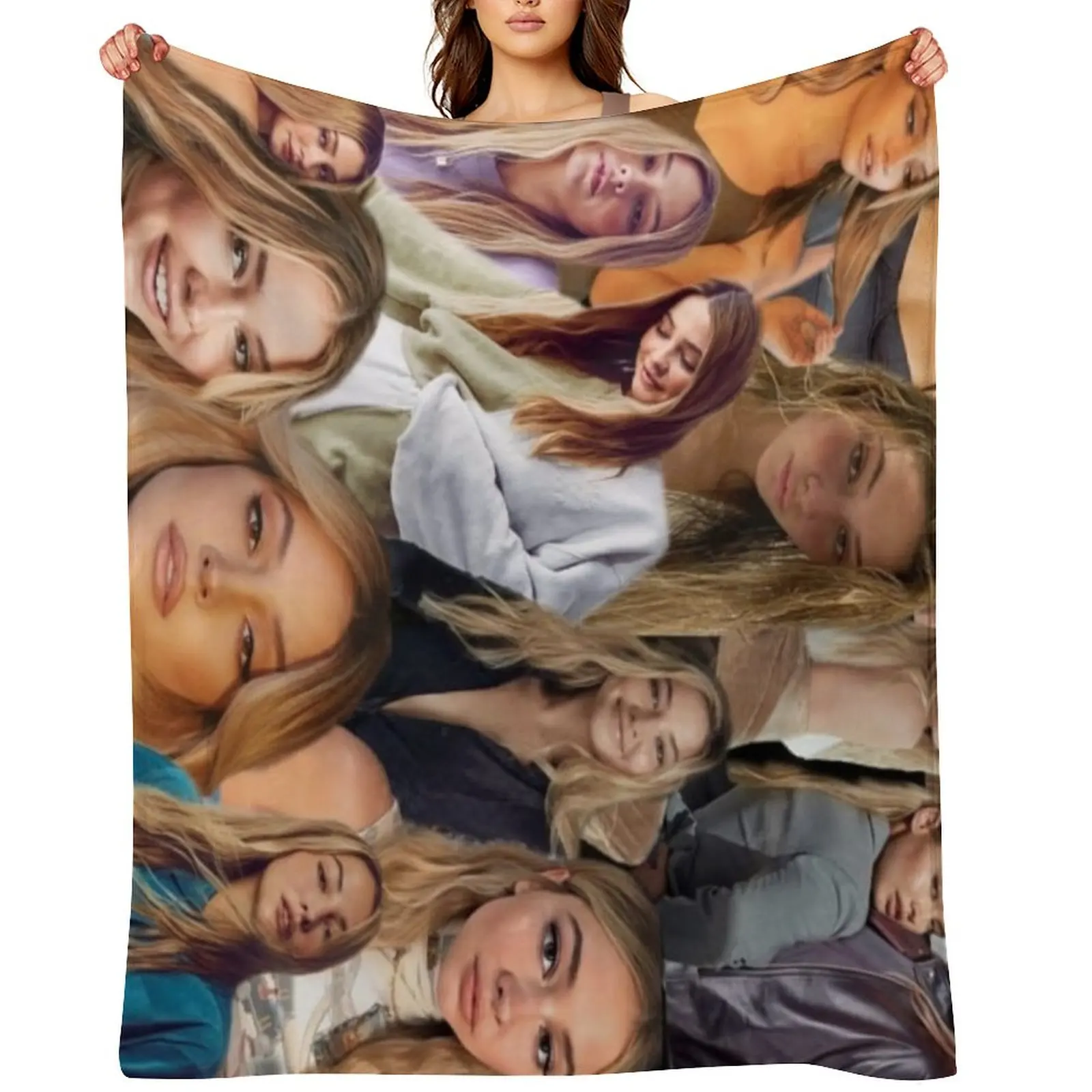 

Madelyn Cline Montage Throw Blanket christmas gifts Decorative Sofas Vintage Bed covers Blankets