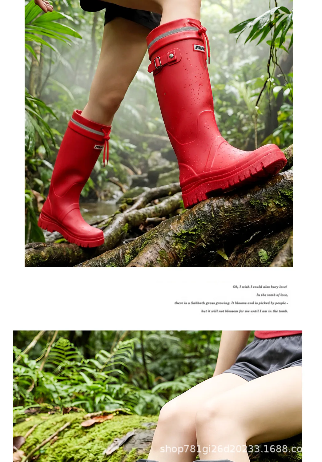 2026 Damen-Mode-High-Top-Regenstiefel mit verstellbarem Kordelzug und Schnalle, rutschfest, wasserdicht, für Outdoor-Wanderungen, Canyoning und Schlamm-Trekking – Detail 16