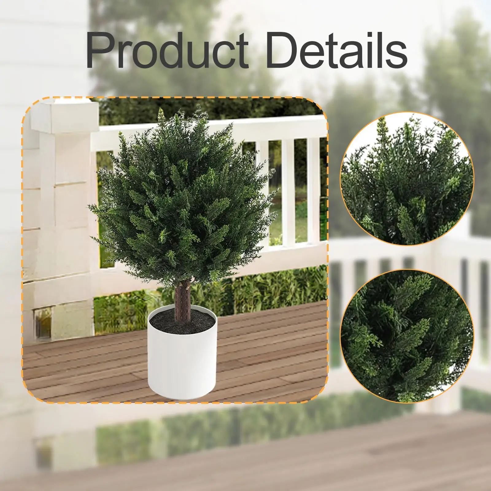 

Artificial Topiary Boxwood Tree with Spike Lifelike Fake Shrubs Tree for Front Porch Gazebo Backyard Fence Decor