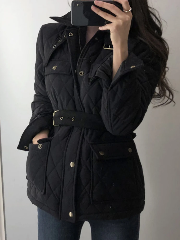 Qoerlin Winter neue heiß verkaufte koreanische Ausgabe verdickten Baumwoll mantel für Damenmode einfarbige Schnürung kurze Jacke