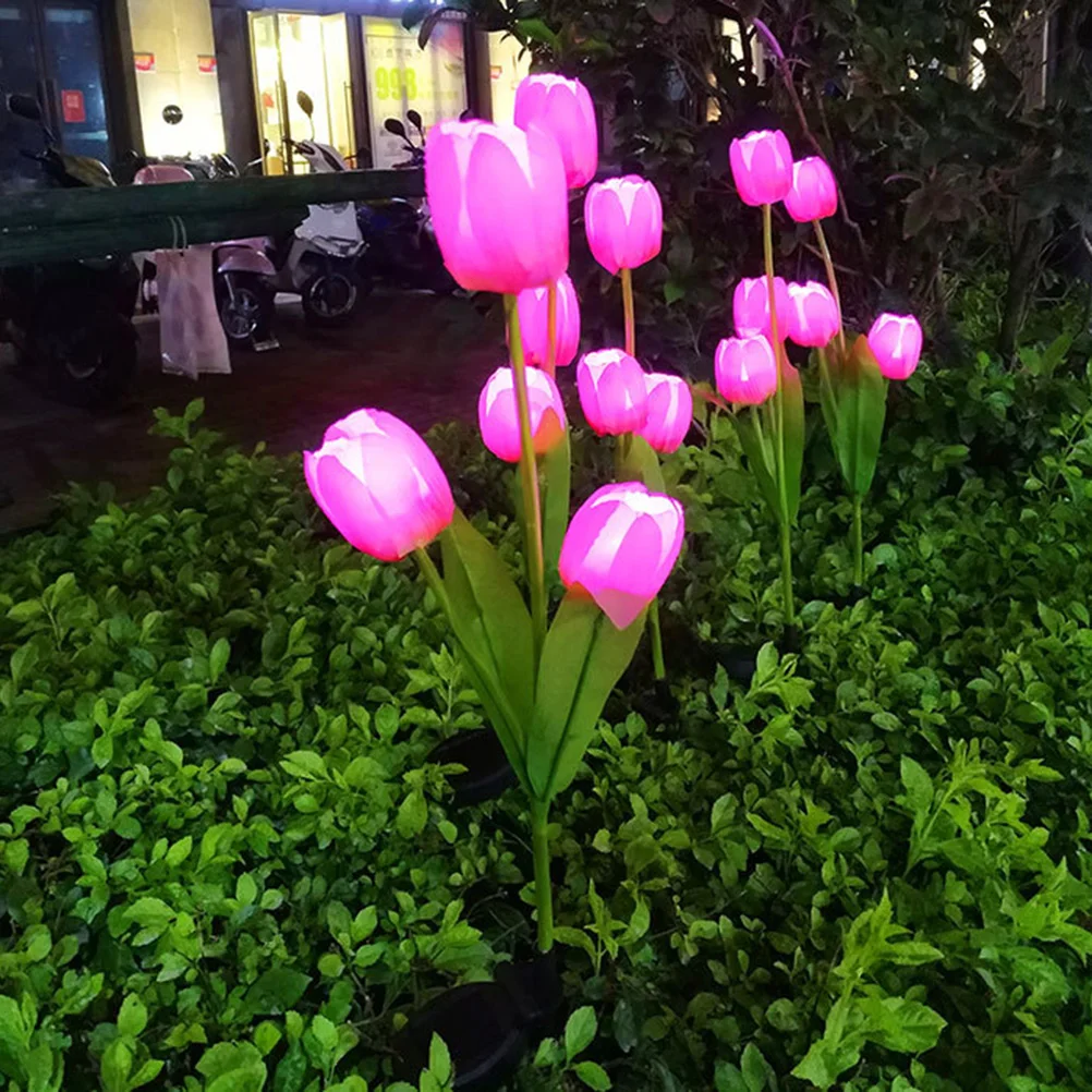 

2Pcs Solar Lawn Light LED Tulip Flowers Stake Waterproof Outdoor Garden Balcony Landscape Lighting Solar Powered